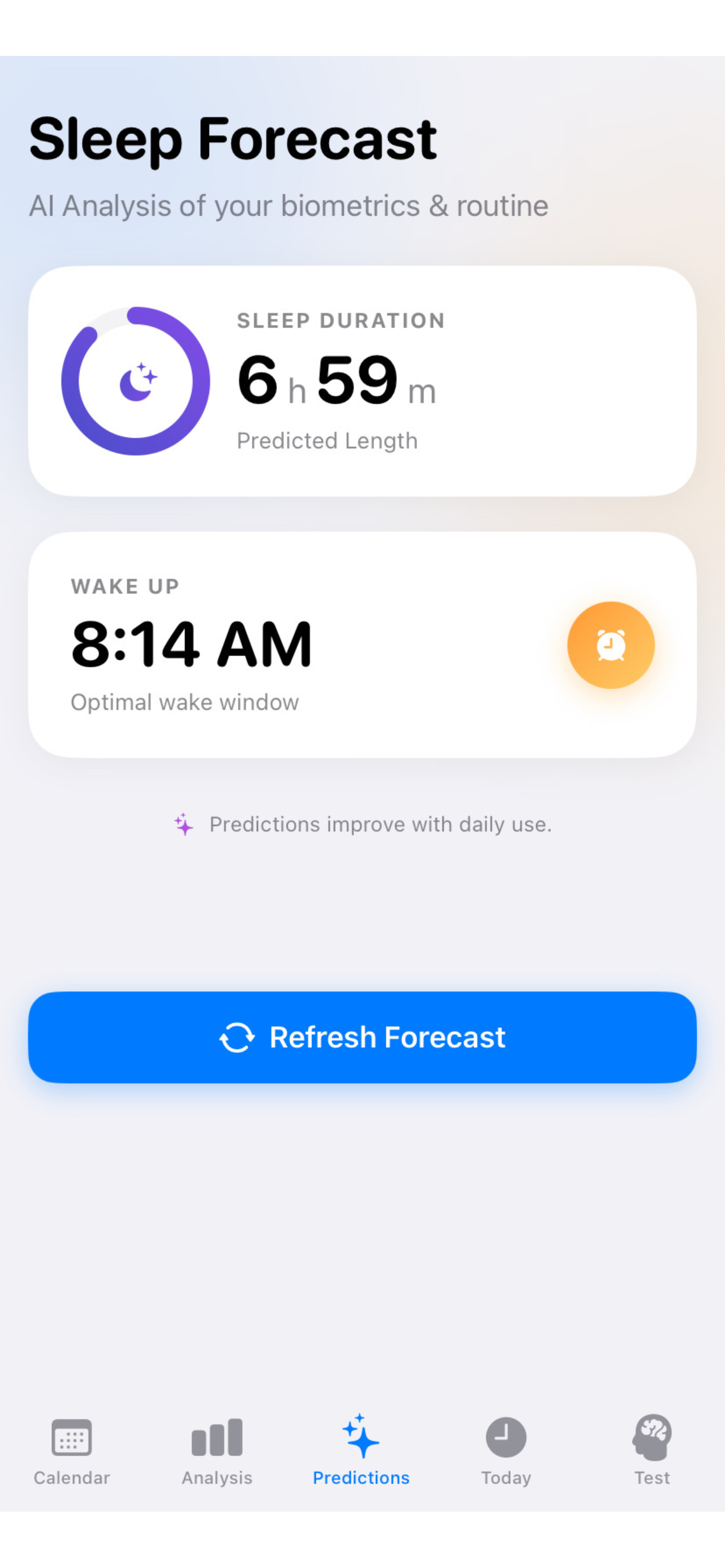 Sleep Forecast Interface